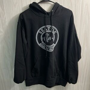 Black hooded sweatshirt